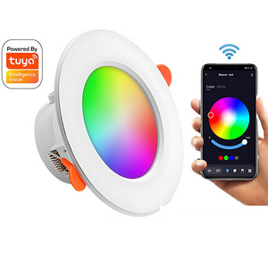 Durlitecn Tuya WiFi Smart LED Recessed RGB Downlight 3 inch 4 inch 10W 15W Dimming CCT Change APP Control RGB Spotlight