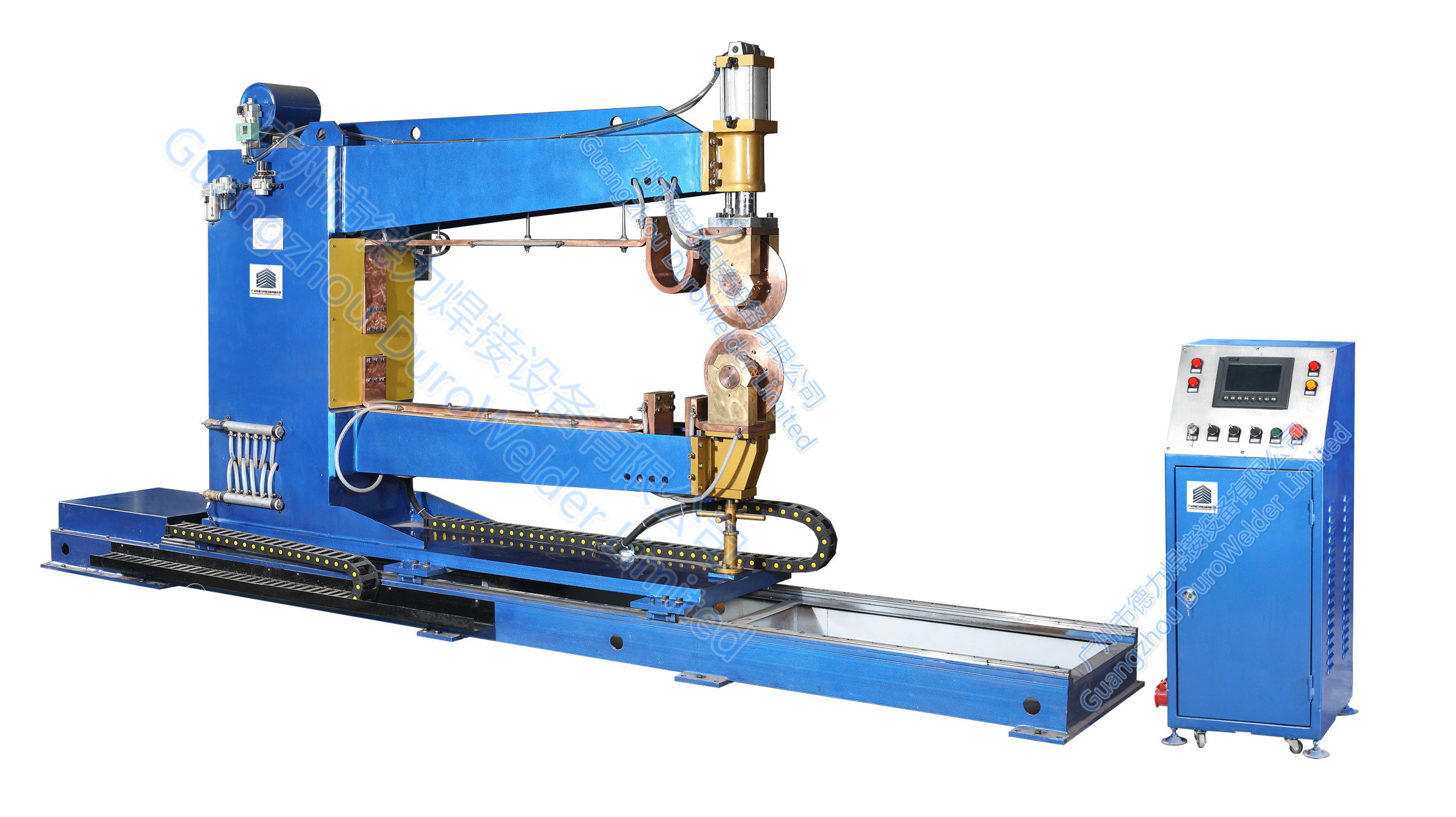 Automatic longitudinal seam welding machine for steel barrel storage bin