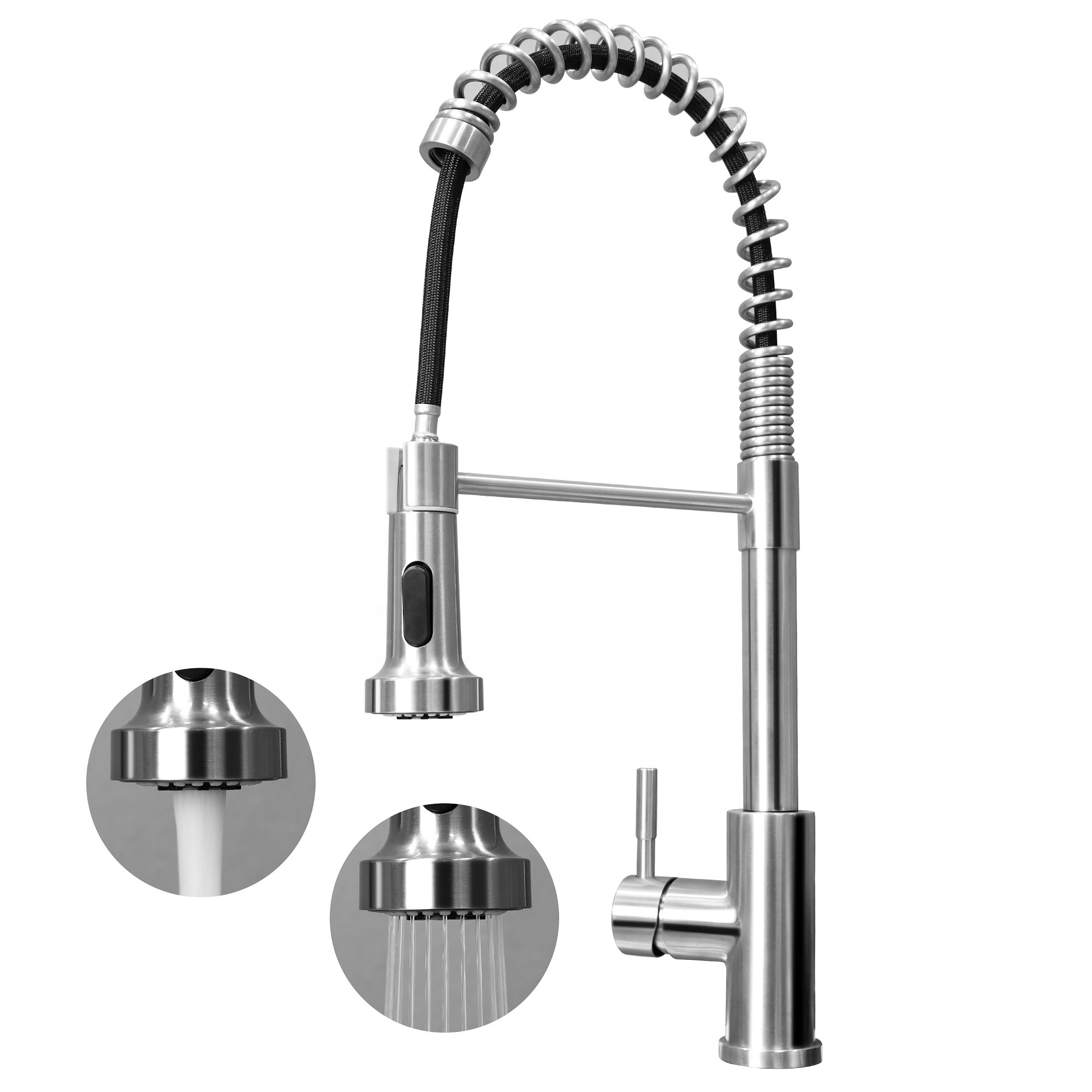 Wholesale 304 Stainless Steel Kitchen Faucet Single Handle Pull Down Sink Faucet Steel Mixer Pull Down Kitchen Faucet