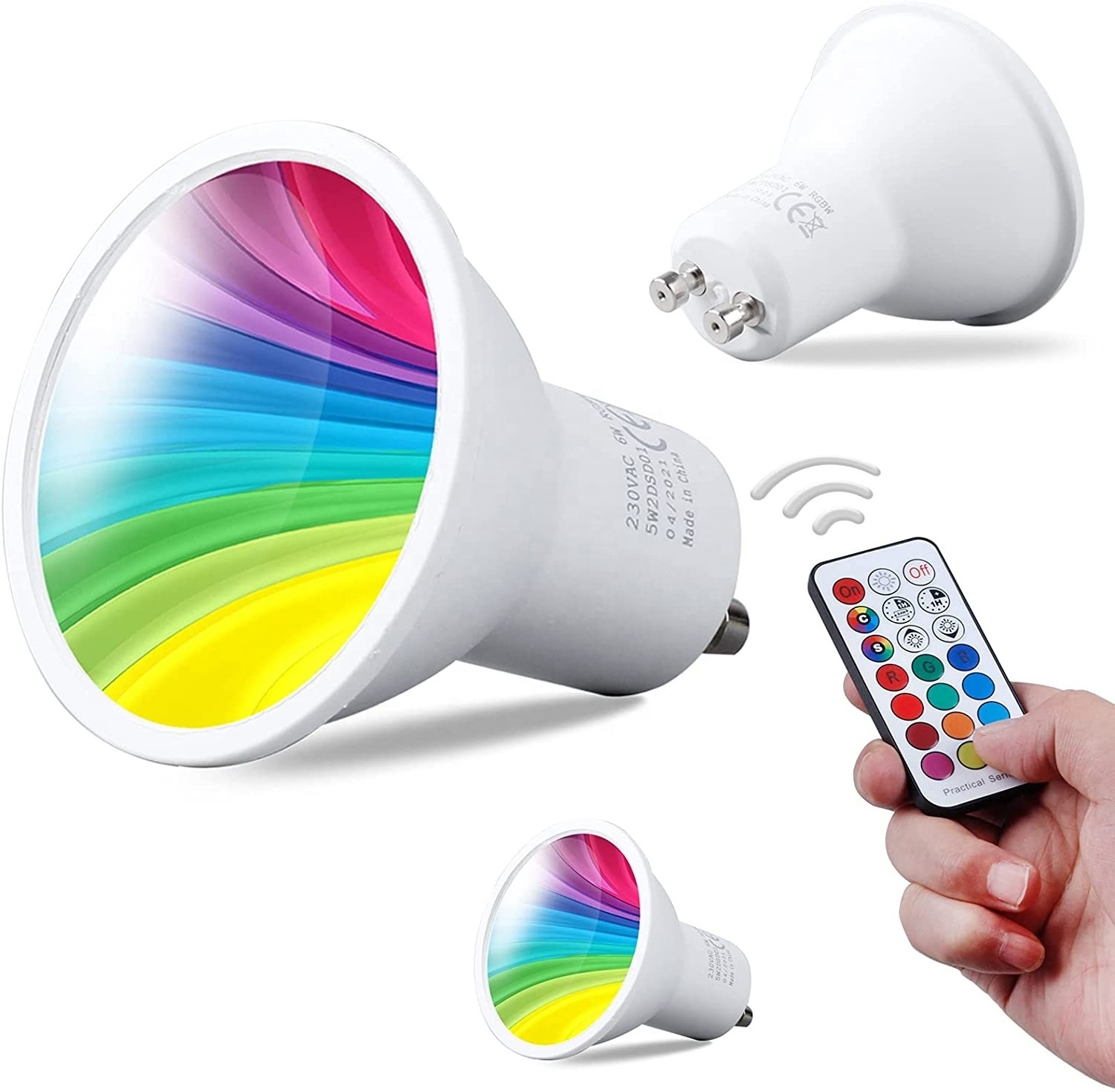 2PCS 6W RGB Warm White Colour Changing Spotlight Lamp 12 Colours 5 Modes Memory Dimmable Infrared Remote GU10 LED Light Bulb