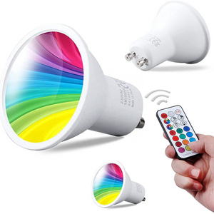 2PCS 6W RGB Warm White Colour Changing Spotlight Lamp 12 Colours 5 Modes Memory Dimmable Infrared Remote GU10 LED Light Bulb