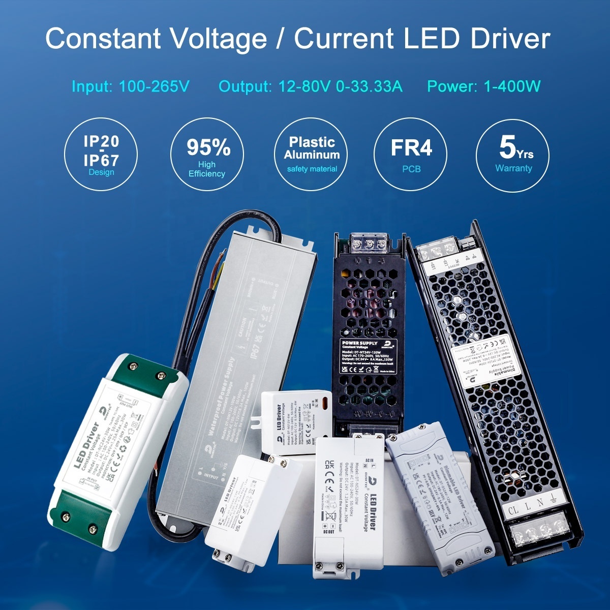 DUSKTEC 54w Bulb 12 Watt Ultra Thin 40 Watt 50w 300ma Triac Dimmer 36v 1000ma 30w 700ma Dimmable Led Driver