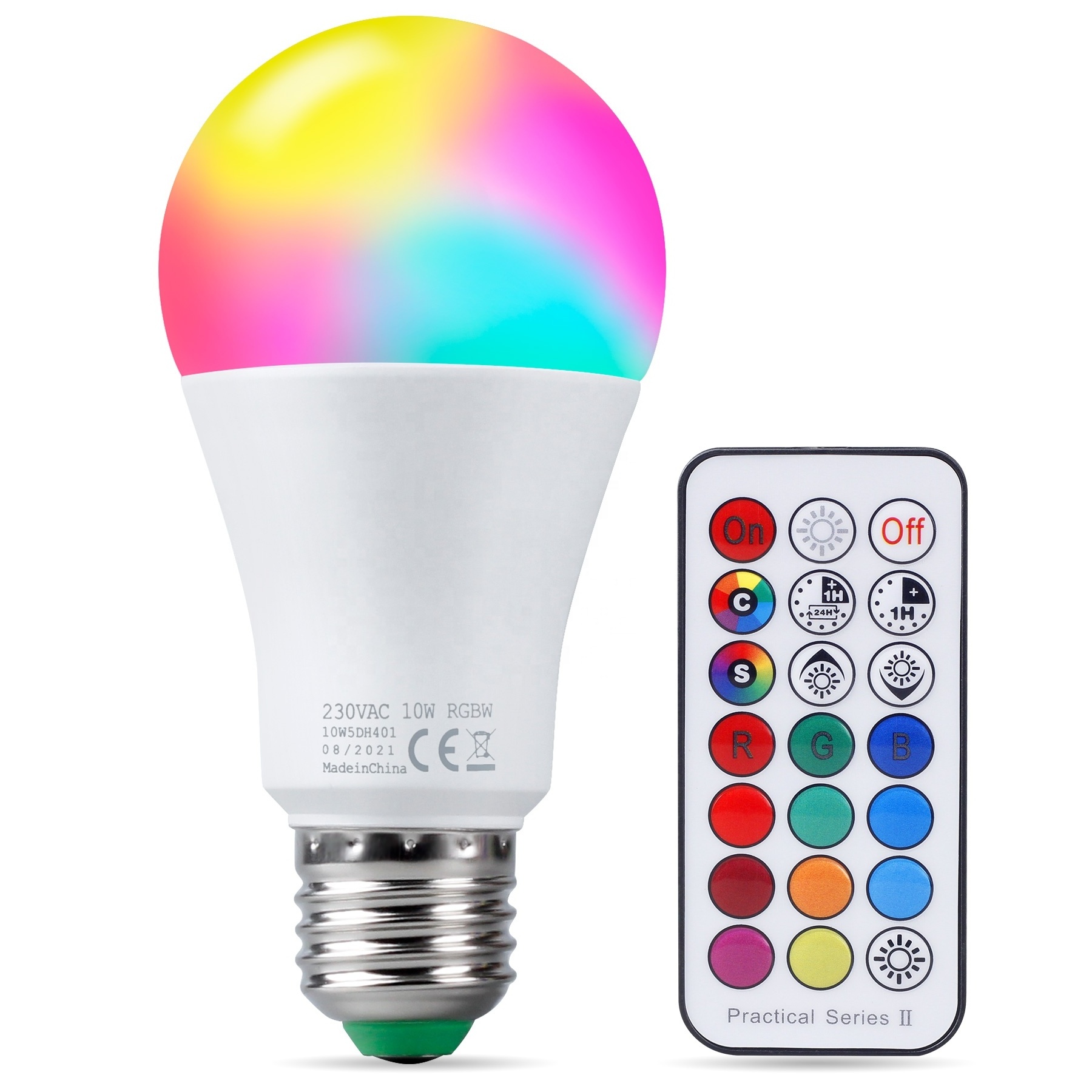 E27 B22 10W Dimmable RGBW Mood Lighting 21key Remote Control Dual Memory Function 12 Color Changing LED Light Bulbs for Home Dec