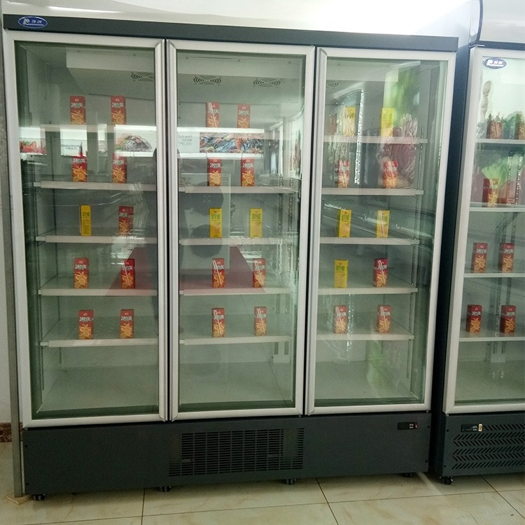 Supermarket Sliding Door Vegetable Ice Cream Refrigerators Upright Chiller Refrigeration Equipment