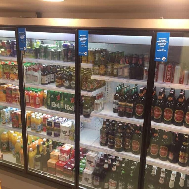 Supermarket Sliding Door Vegetable Ice Cream Refrigerators Upright Chiller Refrigeration Equipment