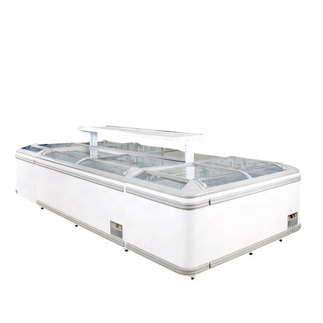 DUSUNG commercial supermarket glass top island freezer Kitchen Refrigerator