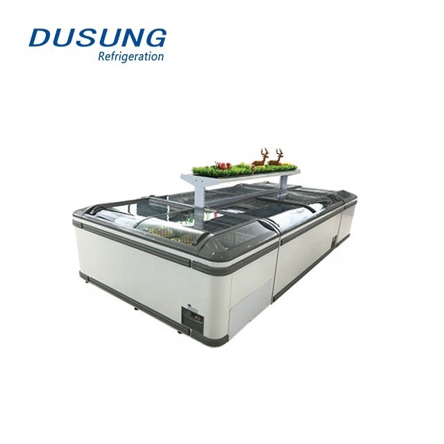 DUSUNG commercial supermarket glass top island freezer Kitchen Refrigerator