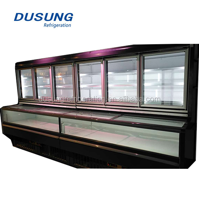 New Design Supermarket Commercial Wall Site Combi Freezer Dual Compressor island chiller open top island display fridge