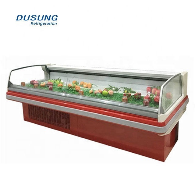 Supermarket Refrigeration Curved Glass Fish Fridge Fresh Meat Display Refrigerator Counter Deli Display Refrigeratorator