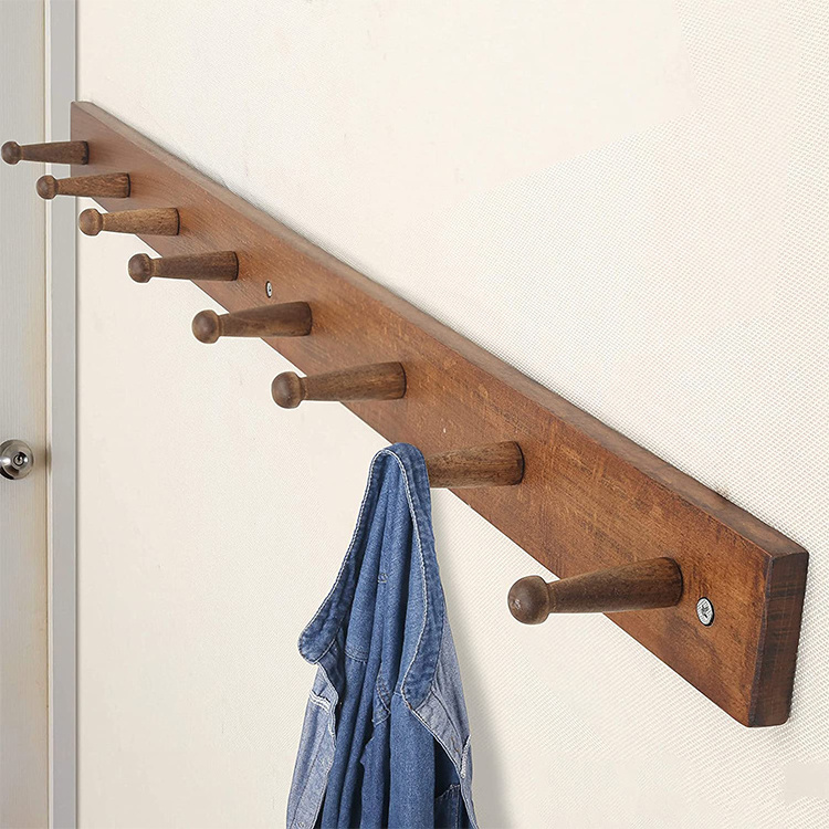 DU'S Long wall coat rack shaker type wooden wall hanging coat rack