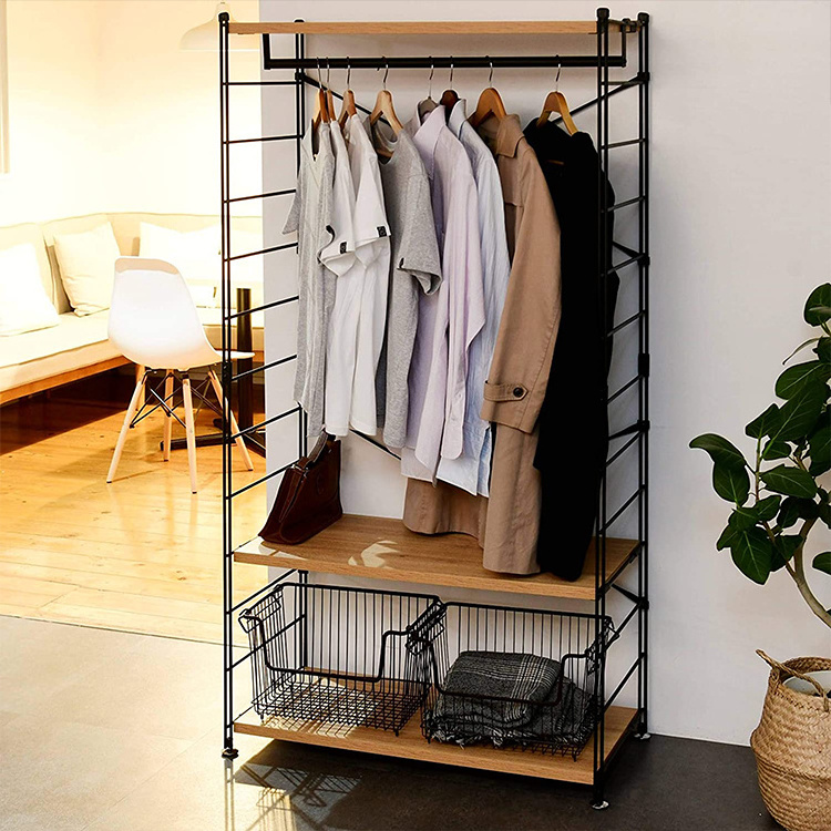 DU'S bedroom Coat Rack Industrial wall mounted clothing Metal coat hanger Storage rack