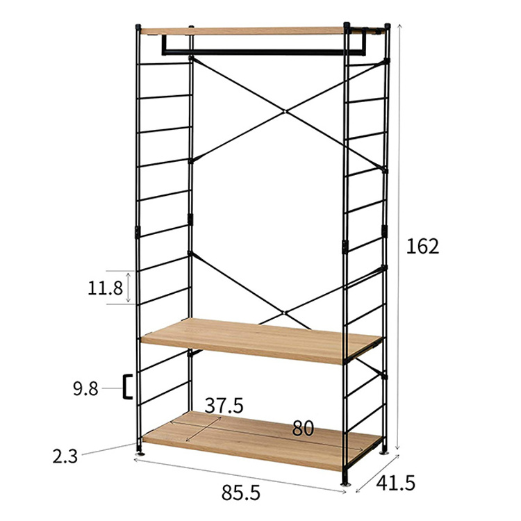 DU'S bedroom Coat Rack Industrial wall mounted clothing Metal coat hanger Storage rack