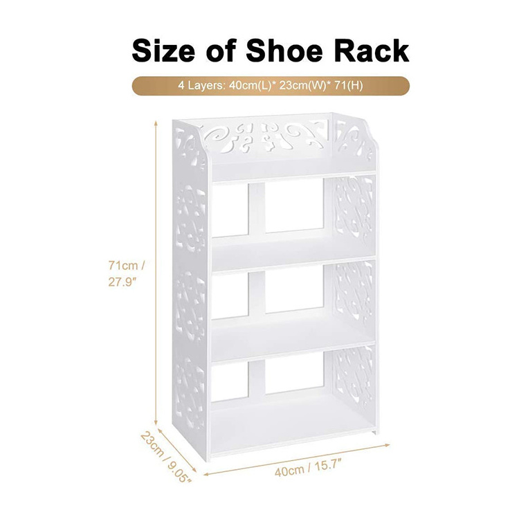 DU'S entrance small shoe rack 4 layers modern white shoe rack wooden narrow shoe rack