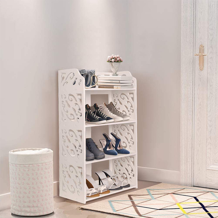 DU'S entrance small shoe rack 4 layers modern white shoe rack wooden narrow shoe rack