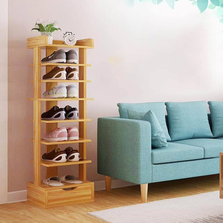 DU'S living room furniture entryway wood top shoe rack Simple household vertical shoe rack for home