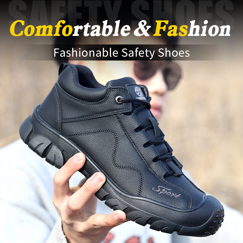 Men Steel Toe Lightweight Work Shoes Breathable Construction Puncture Proof Slip Electrical insulation Safety Shoes