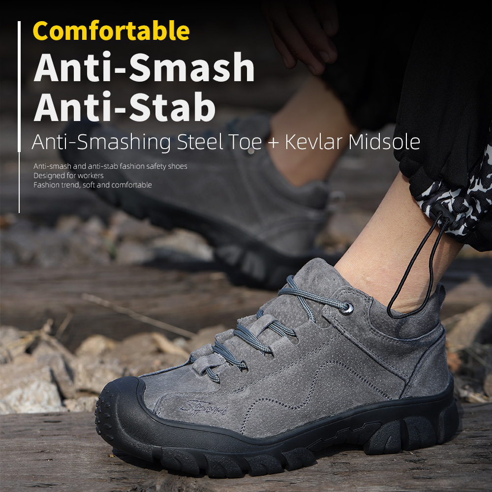 Men Steel Toe Lightweight Work Shoes Breathable Construction Puncture Proof Slip Electrical insulation Safety Shoes