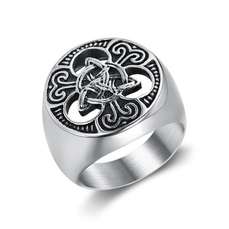 Duyizhao Wholesale Retro 316 Stainless Steel / Titanium Steel Viking Celtic Knot Men Charm Ring Jewelry