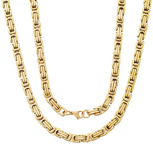 DUYIZHAO Hip Hop Style Men Jewelry 4-8mm 16-30inch Stainless Steel 18k Gold Plated Byzantine Chain For Men Daily Wear