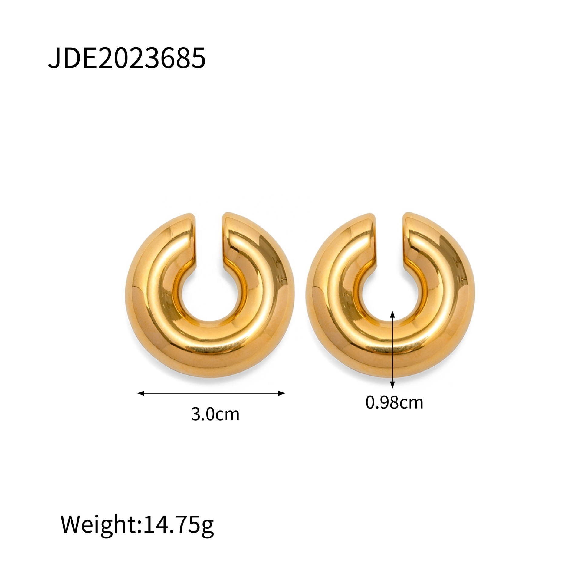 2023 New Arrival Gold Plated Stainless Steel Hoop Earrings Women Fashion Jewelry Ear Cuff