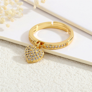 DUYIZHAO European And American Popular Gold Charms Pendant Rings Lock Key Heart Girls Love Open Rings For Women