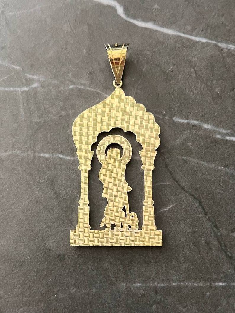 DUYIZHAO Trendy Hip Hop Copper Saint Lazarus Real Religious Babalu Aye Holy Walking Jesus Gold Plate Charm Pendant For Men Women