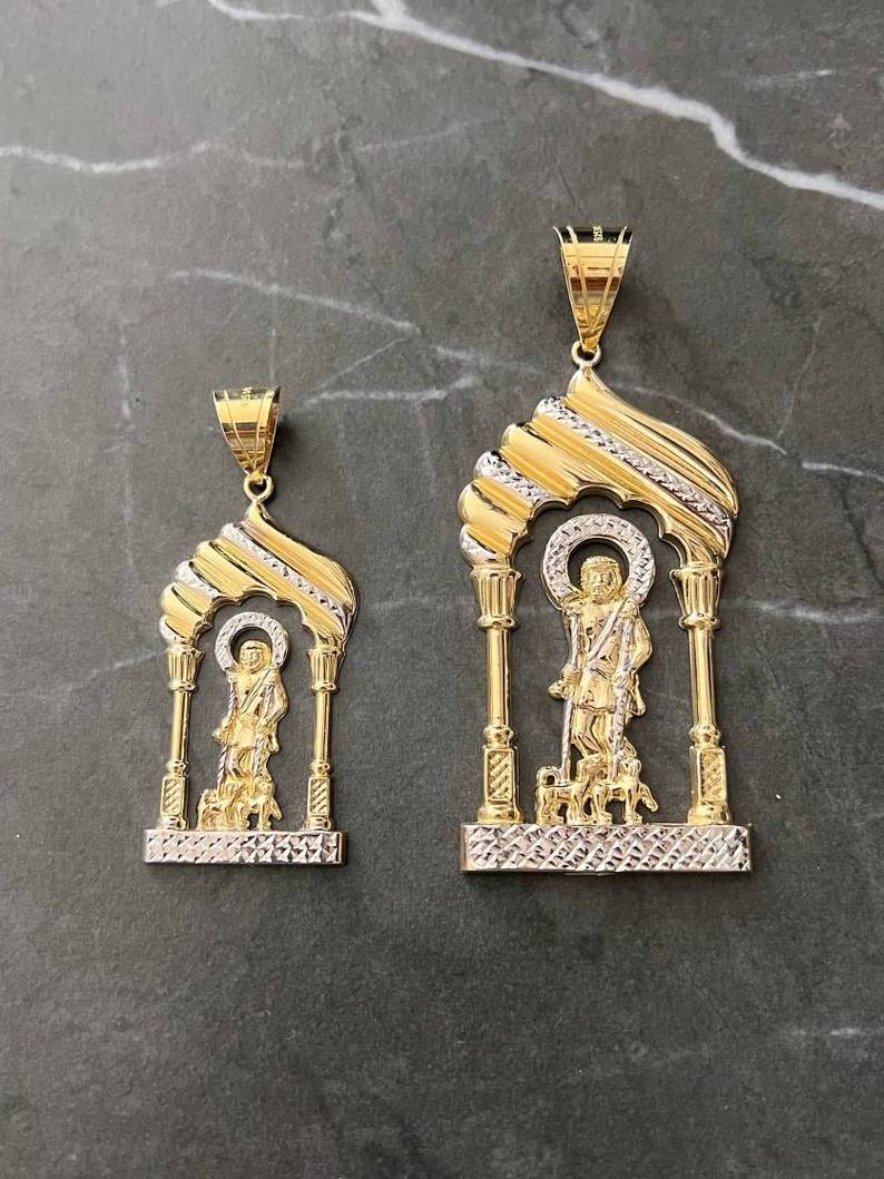 DUYIZHAO Trendy Hip Hop Copper Saint Lazarus Real Religious Babalu Aye Holy Walking Jesus Gold Plate Charm Pendant For Men Women