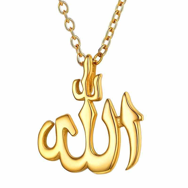 Duyizhao Simple Classic Stainless Steel Highly Polished Islamic Muslim Allah Pendant Necklace Charms Punk Jewelry For Men