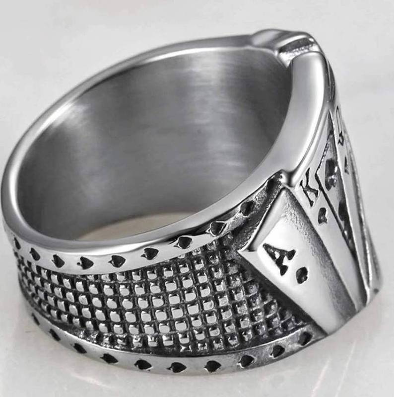 DUYIZHAO Hip Hop Jewelry Custom Stainless Steel Ring Playing Card Ring 10JQKA Stainless Steel Ring Wholesale