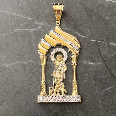 DUYIZHAO Trendy Hip Hop Copper Saint Lazarus Real Religious Babalu Aye Holy Walking Jesus Gold Plate Charm Pendant For Men Women