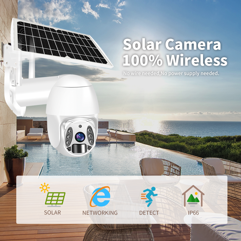 4G SIM Card PTZ CCTV Camera Wireless Outdoor Solar Powered WiFi Security Battery Camera with PIR Color Night Vision