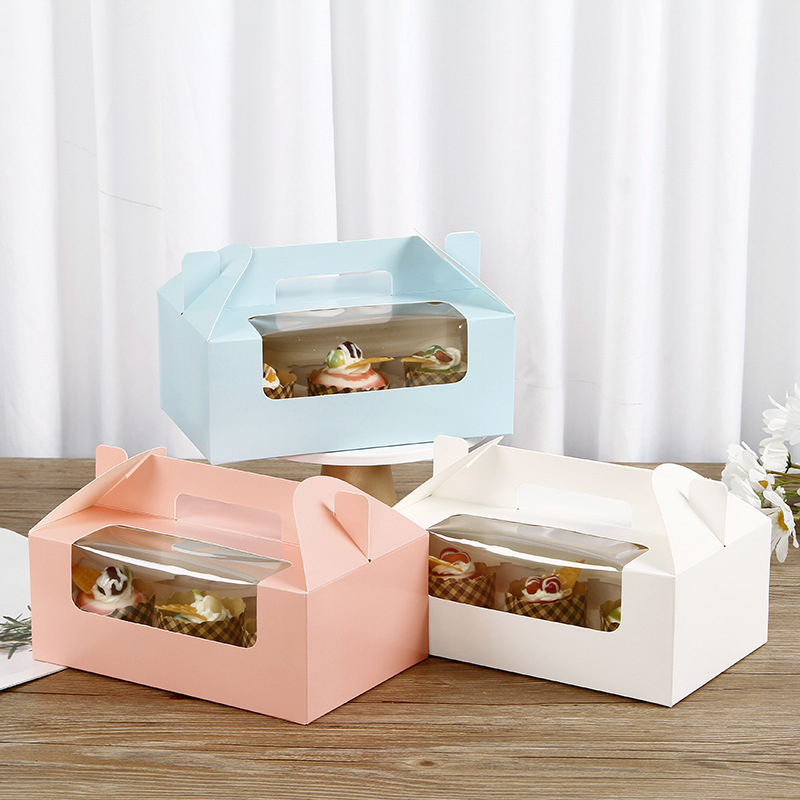 Custom colors individual single 2 4 6 12 24 hole kraft paper pop up cake packaging luxury mini cupcake boxes with window