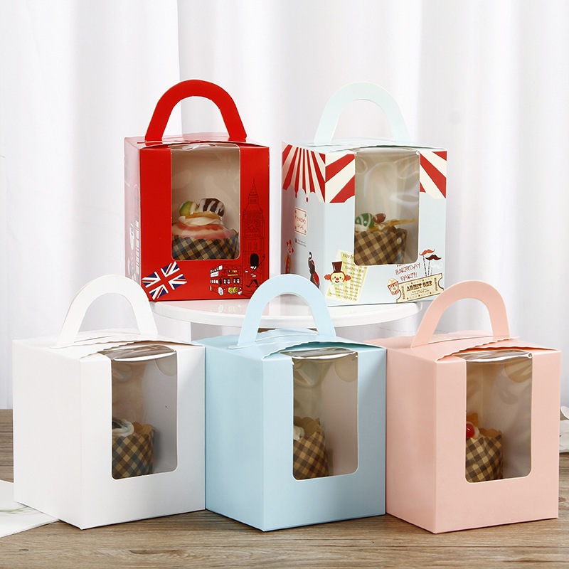 Custom colors individual single 2 4 6 12 24 hole kraft paper pop up cake packaging luxury mini cupcake boxes with window