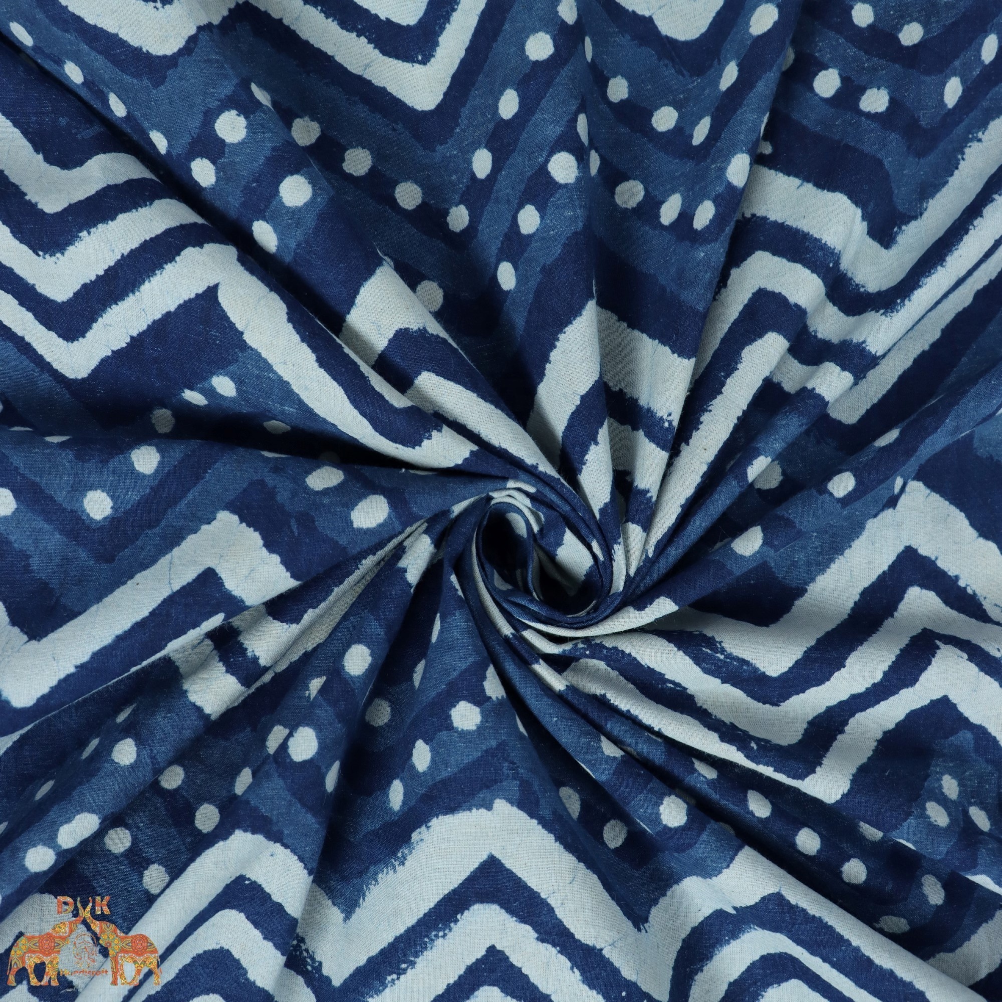 Indigo Hand block print fabric for clothing printed cotton cambric fabric Indian handmade wholesale fabric