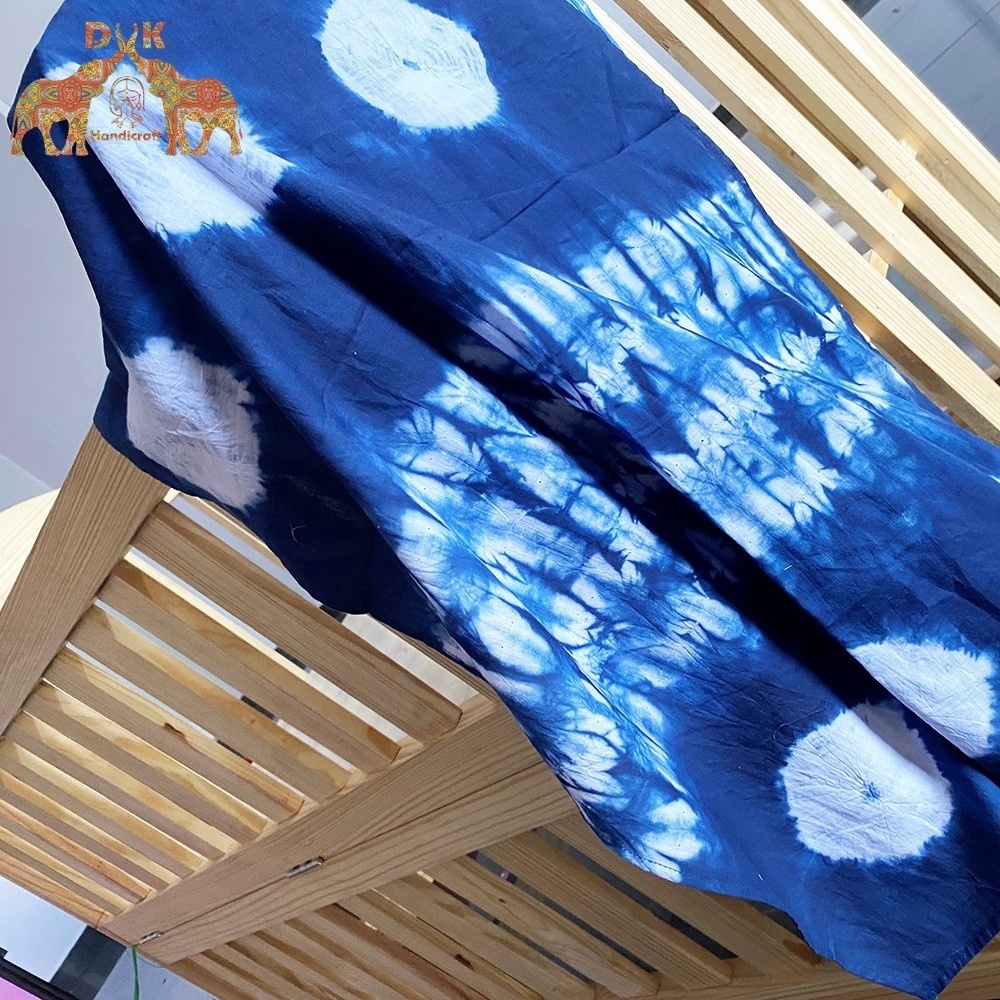 Wholesale pure cotton tie dye scarf custom made ladies Indigo scarves summer light weight stoles