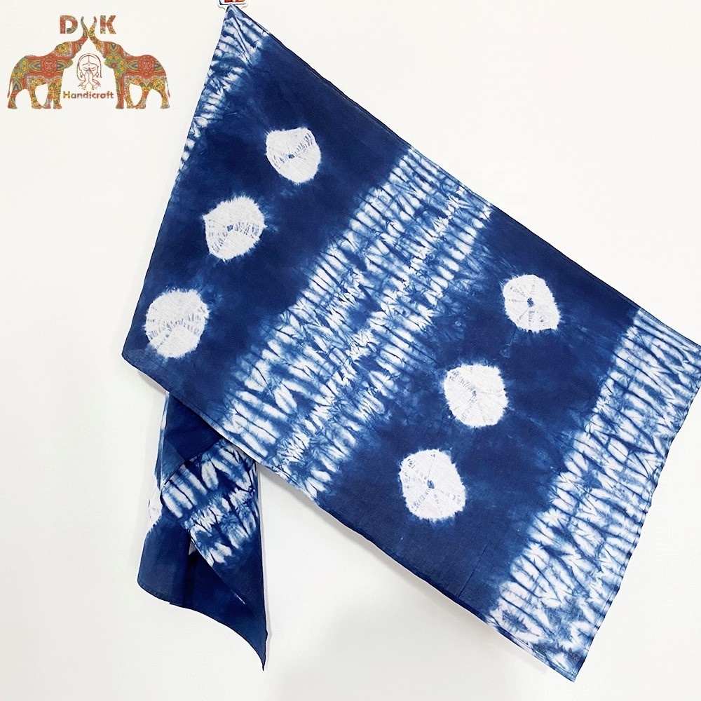 Wholesale pure cotton tie dye scarf custom made ladies Indigo scarves summer light weight stoles