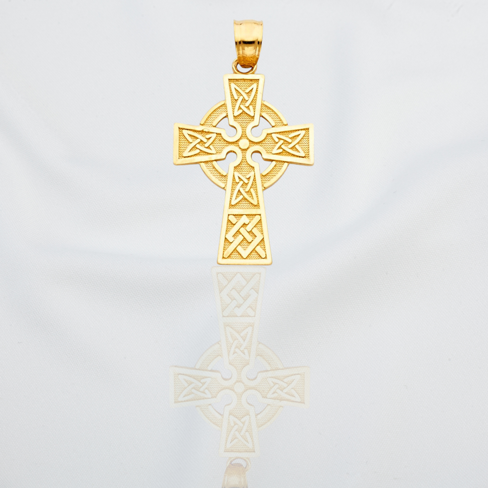 14K Yellow Gold Plated Elegant Celtic Cross Religious Pendant Irish Catholic Heritage Jewelry