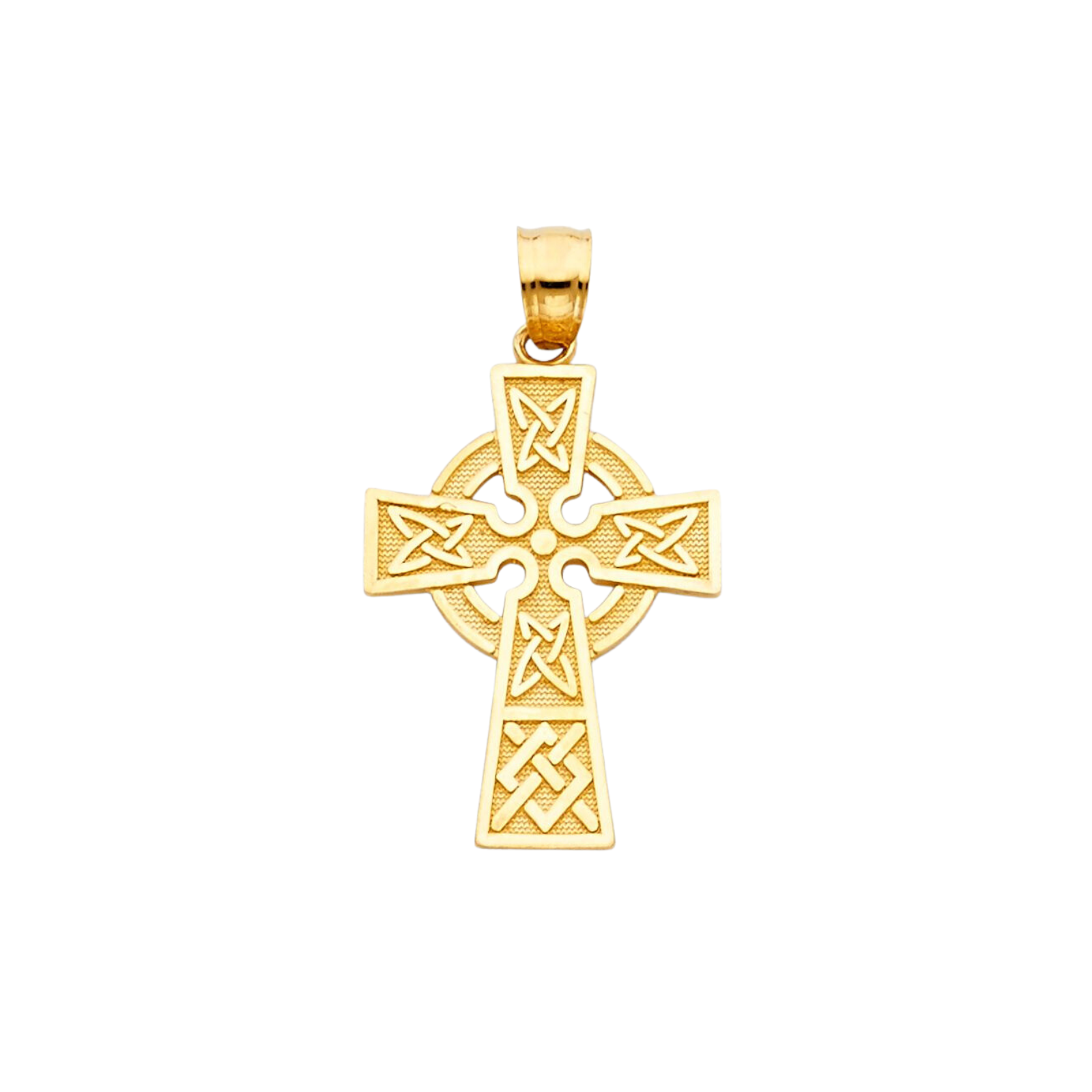 14K Yellow Gold Plated Elegant Celtic Cross Religious Pendant Irish Catholic Heritage Jewelry