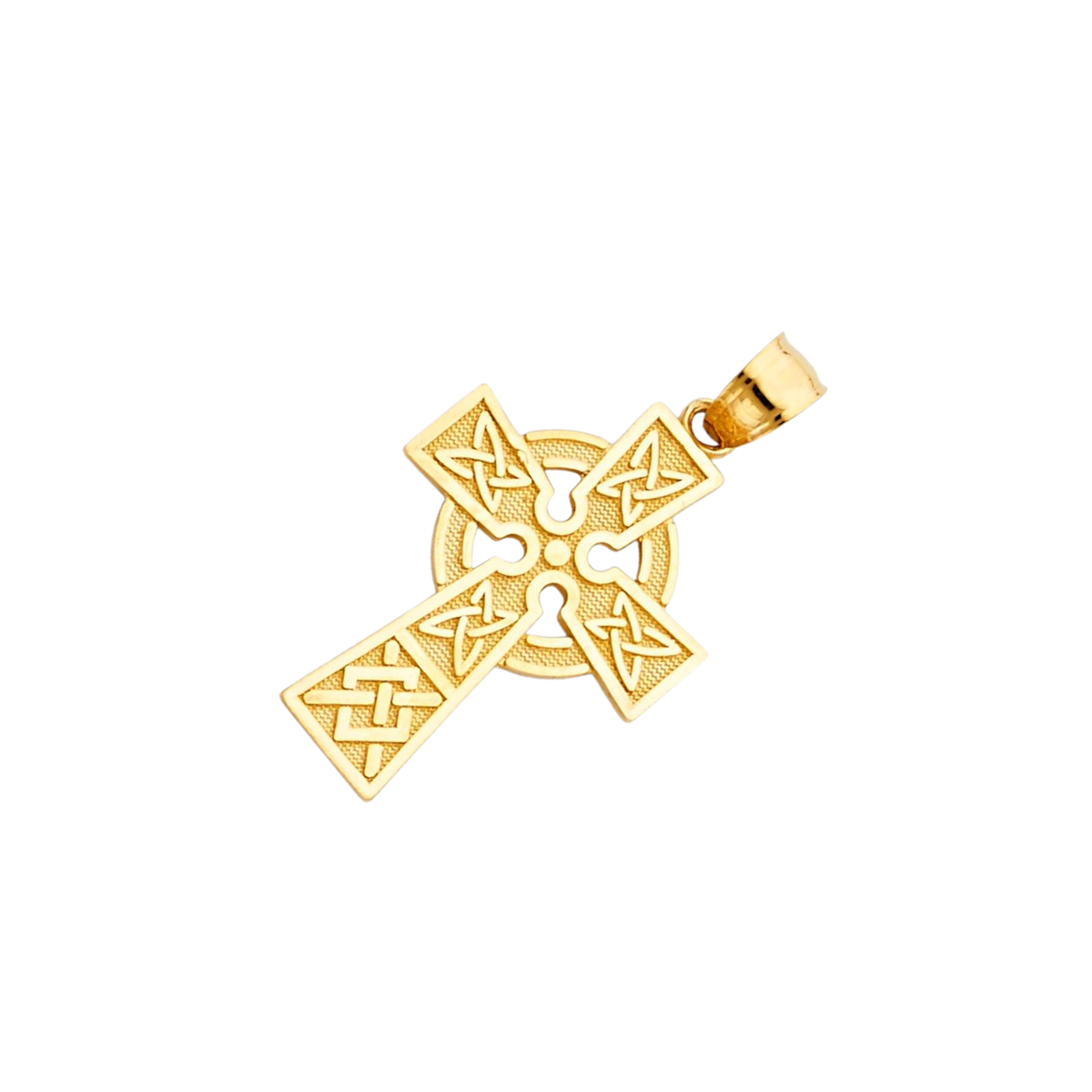 14K Yellow Gold Plated Elegant Celtic Cross Religious Pendant Irish Catholic Heritage Jewelry