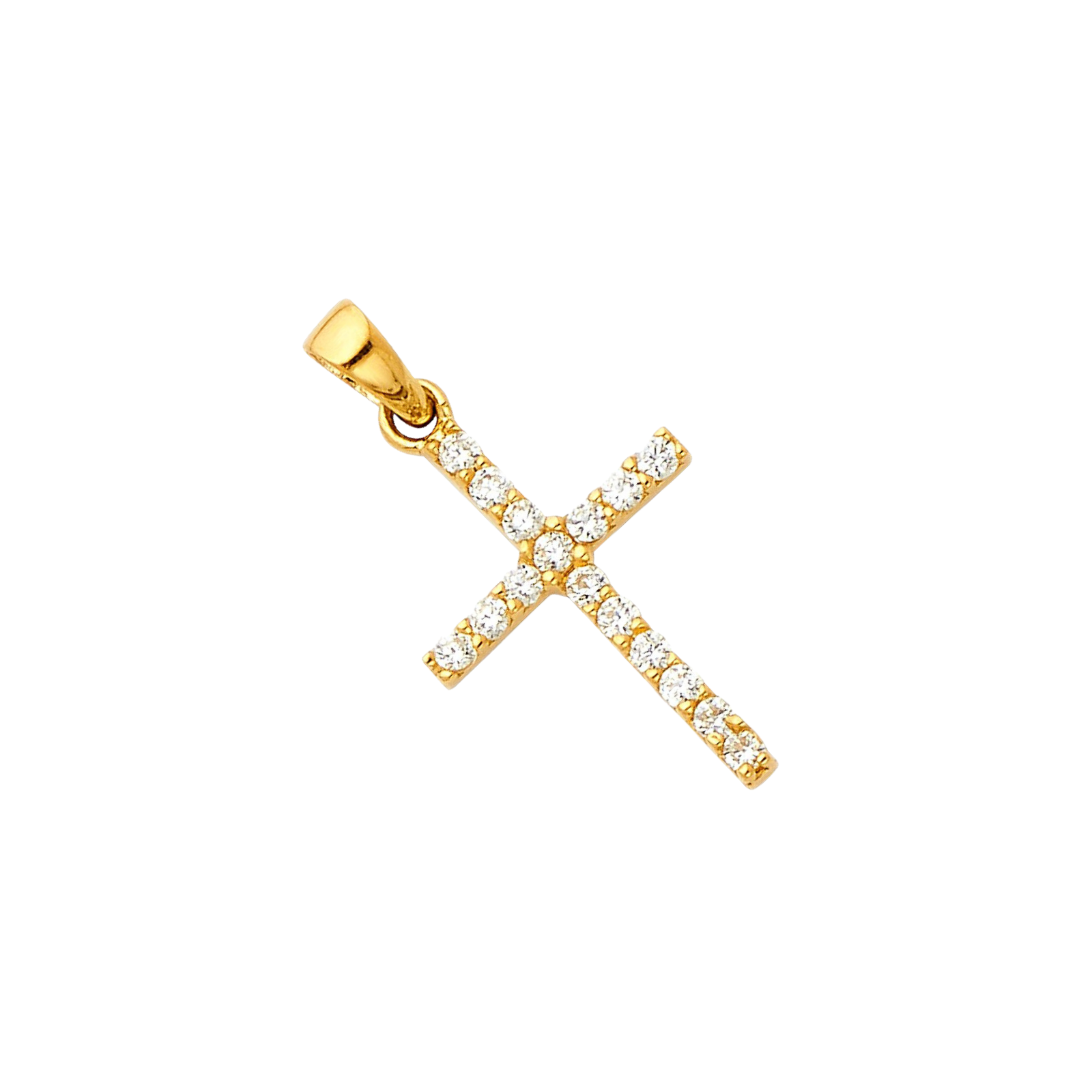 14k Yellow Gold Plated Cubic Zirconia Religious  Cross Pendant  Customized designer Jewelry