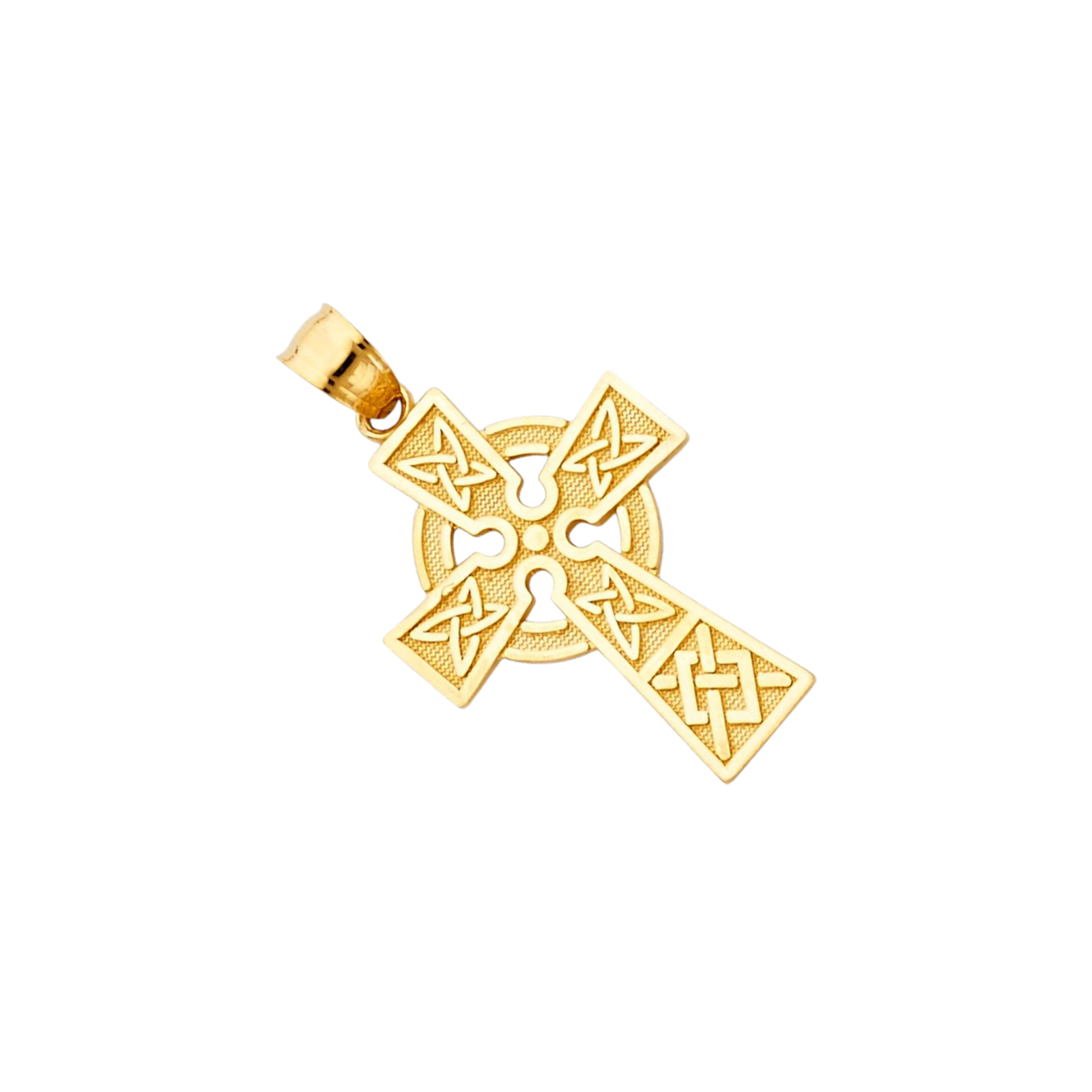 14K Yellow Gold Plated Elegant Celtic Cross Religious Pendant Irish Catholic Heritage Jewelry