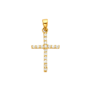 14k Yellow Gold Plated Cubic Zirconia Religious  Cross Pendant  Customized designer Jewelry