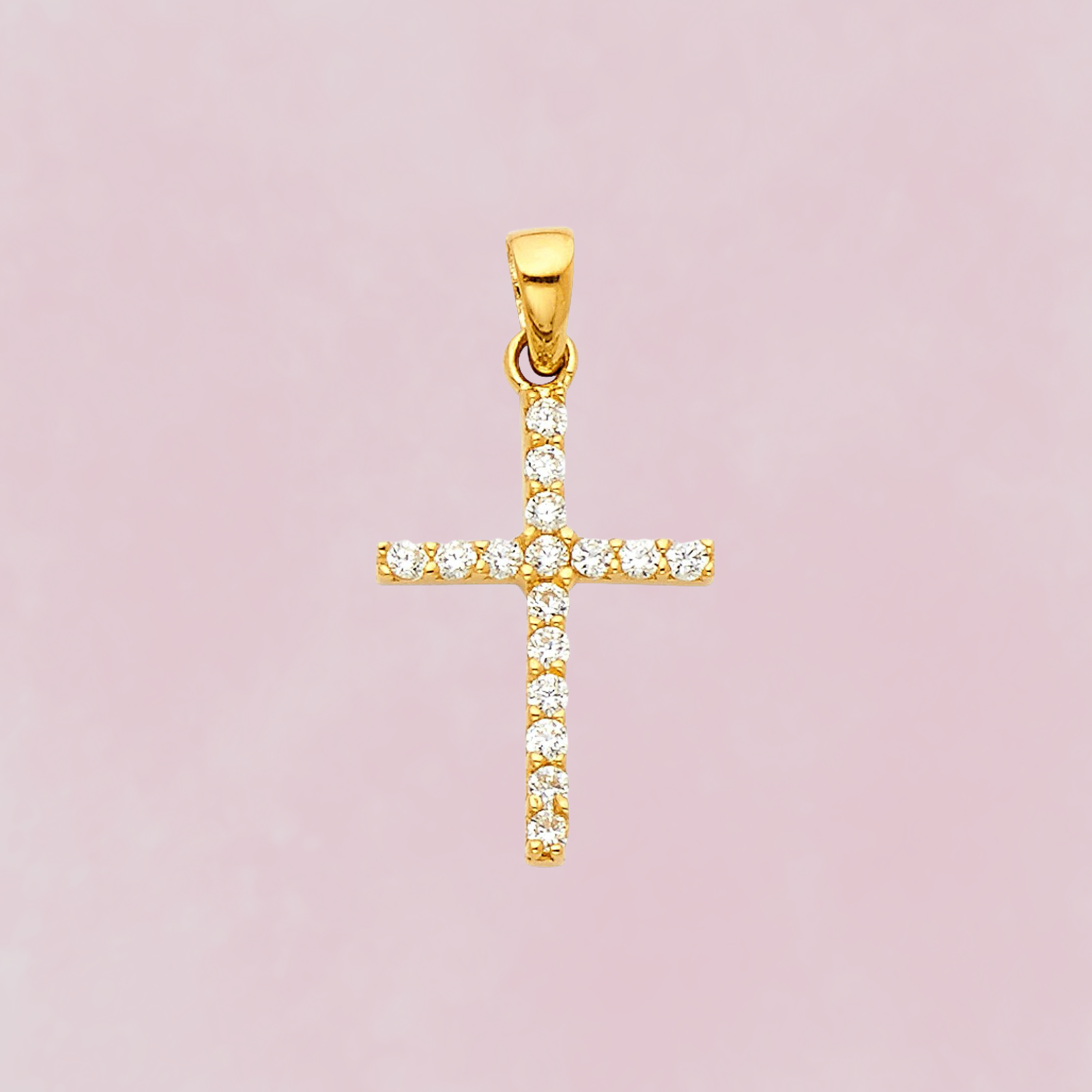 14k Yellow Gold Plated Cubic Zirconia Religious  Cross Pendant  Customized designer Jewelry