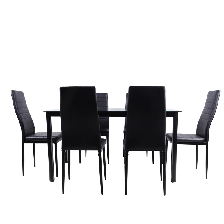 New style modern luxury dining room furniture table salle a manger dining room set tables and chair sets black tempered glass