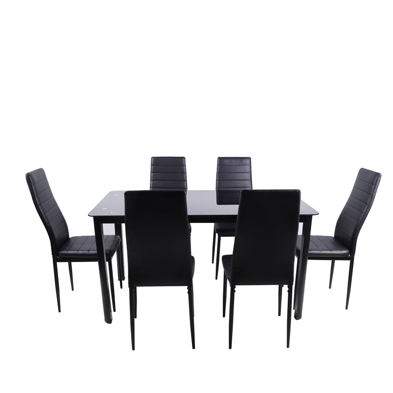 New style modern luxury dining room furniture table salle a manger dining room set tables and chair sets black tempered glass