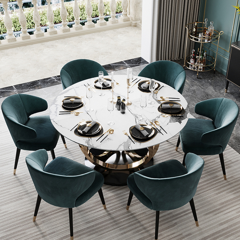 2020 luxury hotel restaurant premium 14 seater dining table victoria Round marble Dining table with chair sets