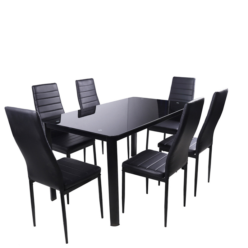 New style modern luxury dining room furniture table salle a manger dining room set tables and chair sets black tempered glass