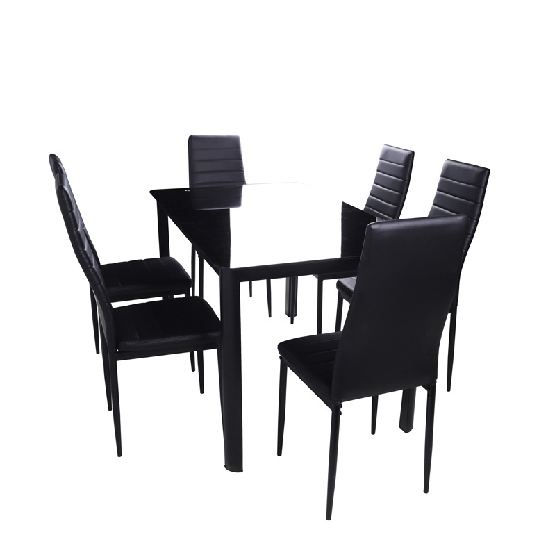 New style modern luxury dining room furniture table salle a manger dining room set tables and chair sets black tempered glass