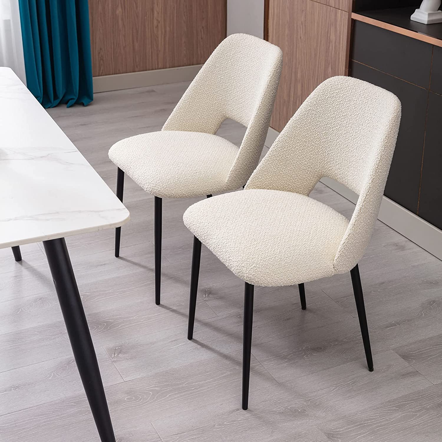 Dinning Room Furniture Restaurant Modern Design Beige Soft Velvet Dining Chairs With Powder Coated Legs