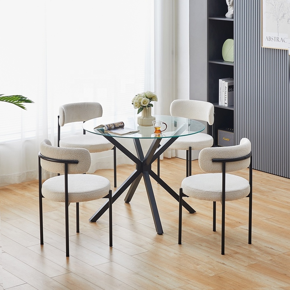 Dinning Room Furniture Modern Luxury Nordic Teddy Fabric Boucle Dining Chairs